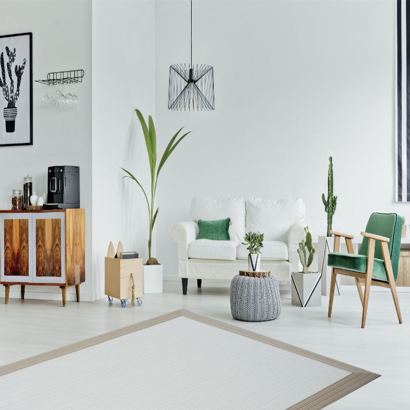 Alfombra Teplon con cenefa Nieve/Tierra