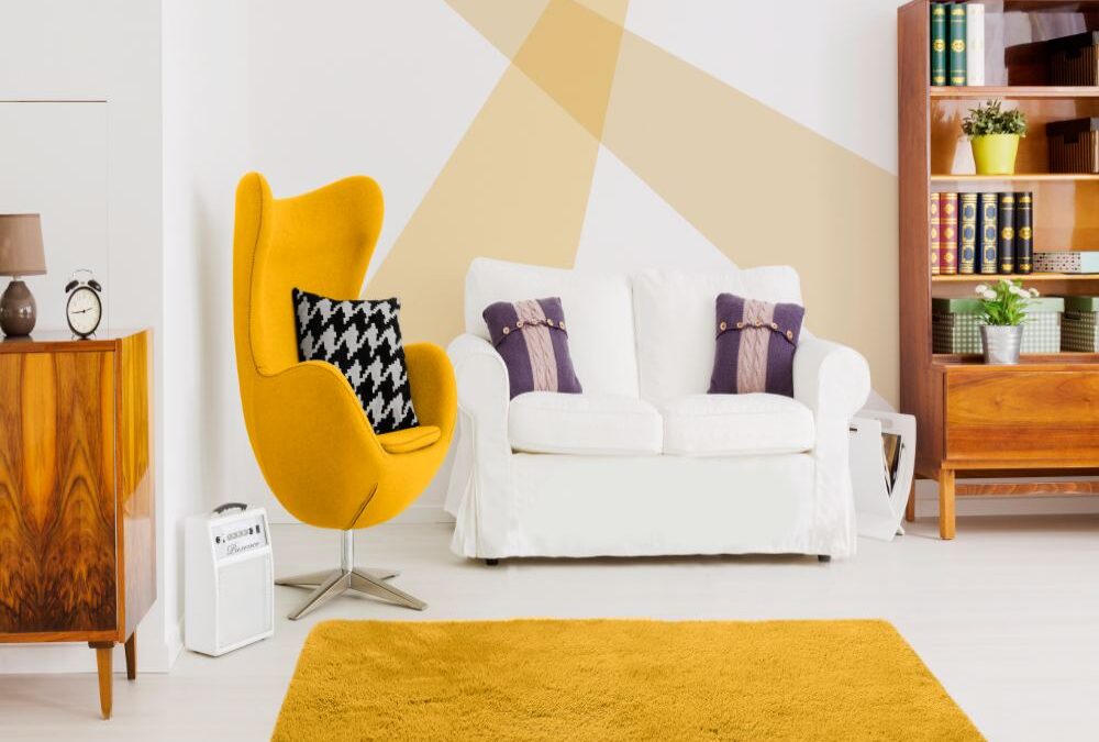 Alfombra Shaggy de pelo largo Alpaca Liso Mostaza