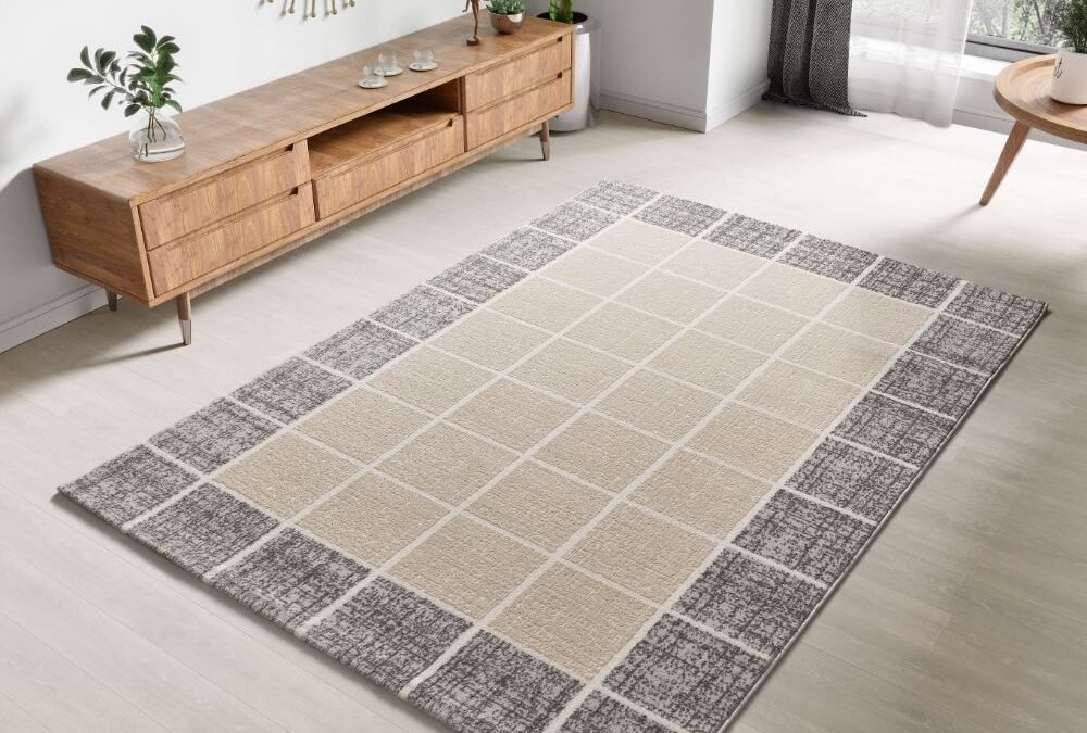 Alfombra Geométrica Con Relieve Flora Blanco 12959 04
