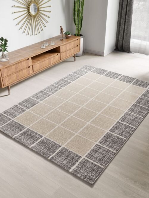 Alfombra Geométrica Con Relieve Flora Blanco 12959 04