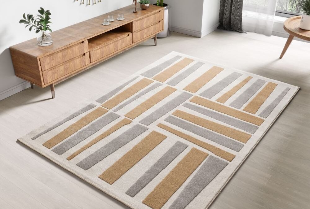 Alfombra Geométrica Con Relieve Flora Plata 12967 19