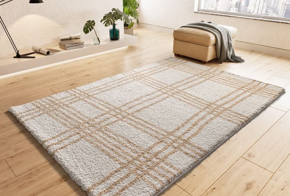 Alfombra Shaggy Estilo Geométrico Helia Beige 8808 02