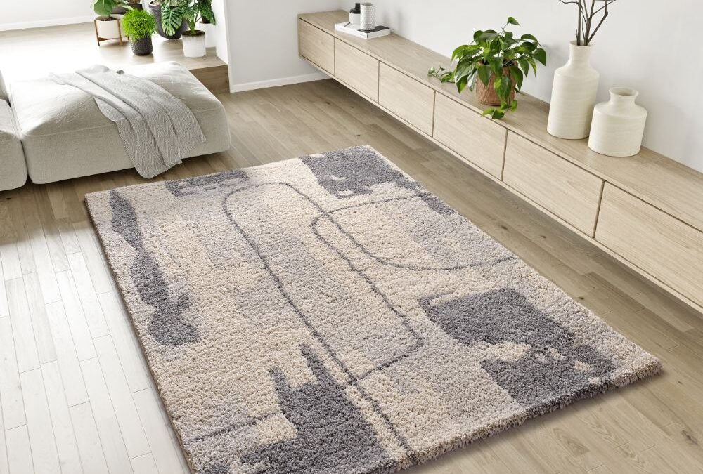Alfombra Shaggy Estilo Geométrico Helia Plata 8812 19