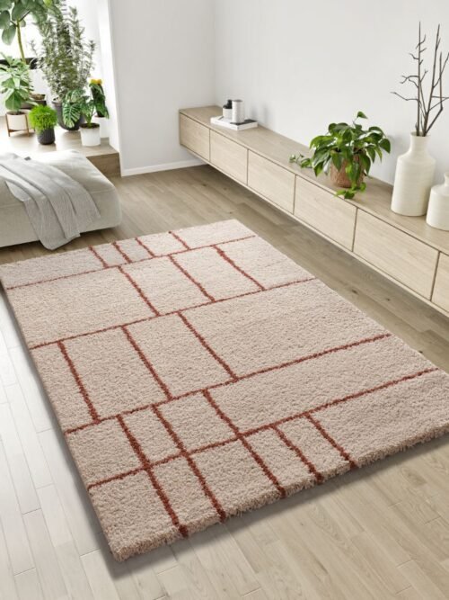 Alfombra Shaggy Estilo Geométrico Helia Caldera 8815 05