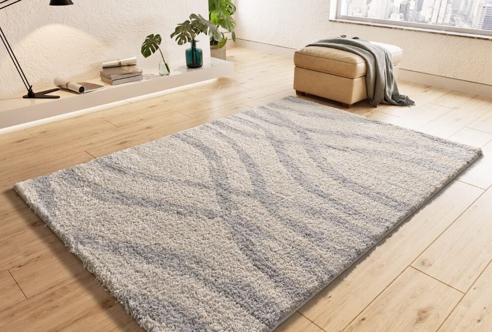 Alfombra Shaggy Estilo Geométrico Helia Plata 8817 19