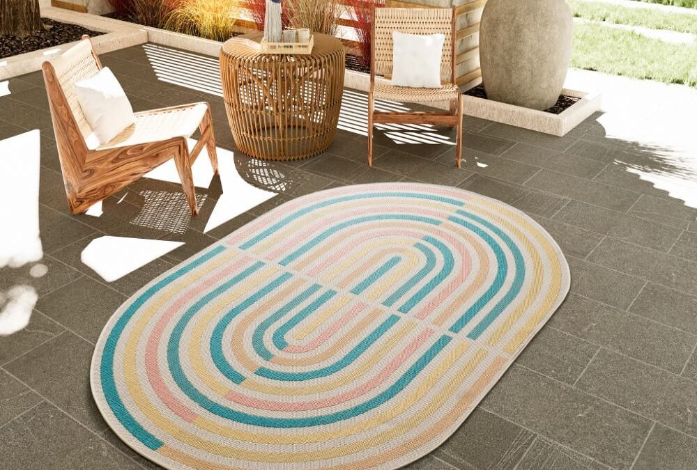 Alfombra Geométrica De Exterior-Interior Manila Multi 17636 Ov