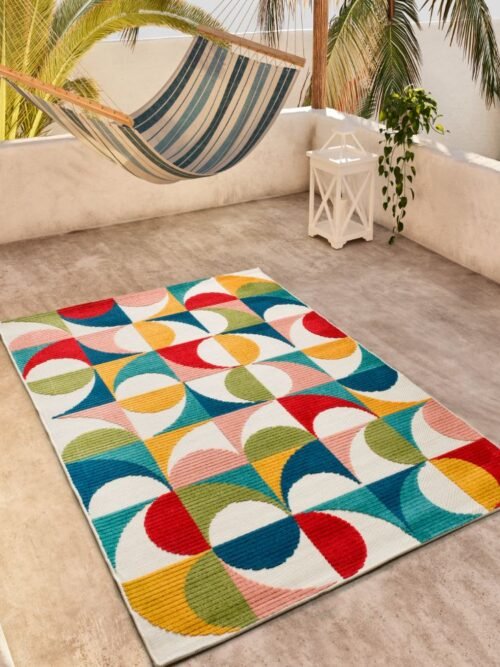 Alfombra Geométrica De Exterior-Interior Mila Multi 23524 21