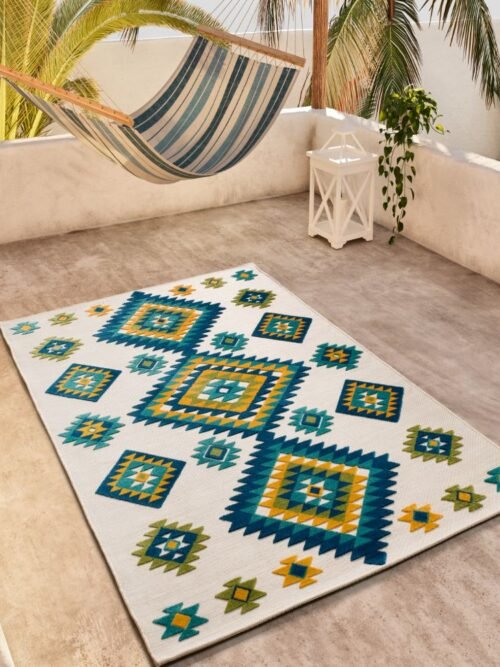 Alfombra Geométrica De Exterior-Interior Mila Multi 23532 21