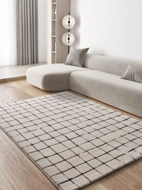 Alfombra Geométrica Retro Blanco 12898 04
