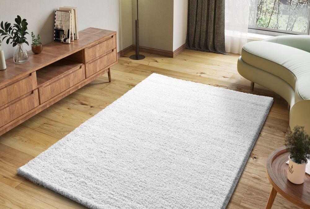 Alfombra Shaggy Atlas Liso Blanco 04