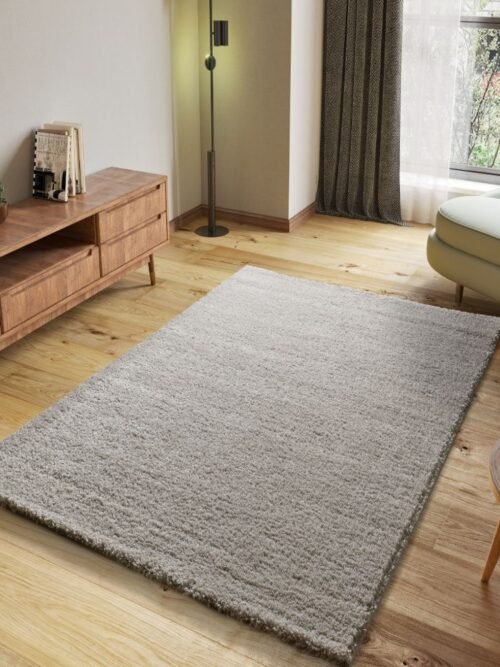 Alfombra Shaggy Atlas Liso Plata 19