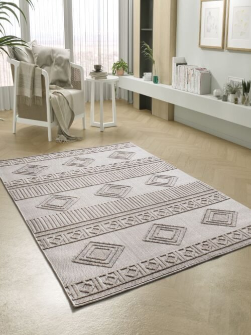 Alfombra Étnica con relieve Element Beige 8921 02