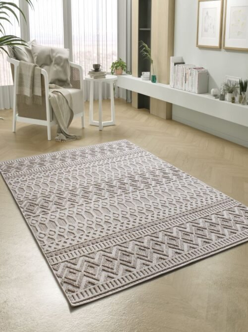 Alfombra Étnica con relieve Element Beige 8937 02