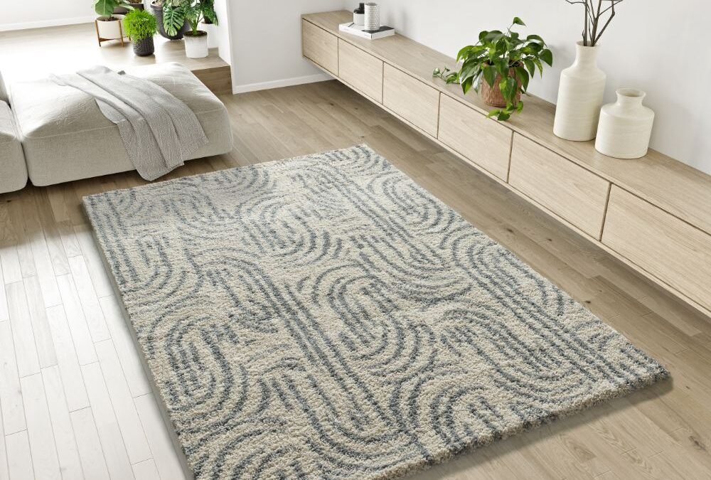 Alfombra Shaggy Estilo Geométrico Helia Plata 8807 19