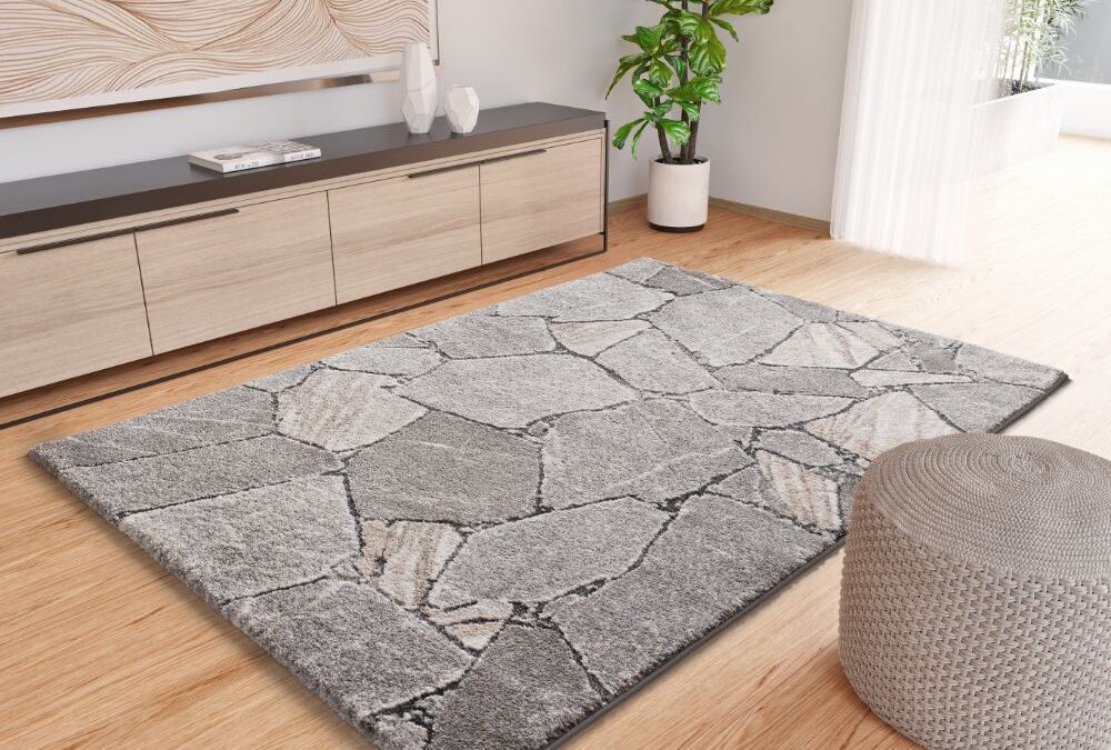 Alfombra Shaggy Efecto Mármol Kivet Gris 9055 14