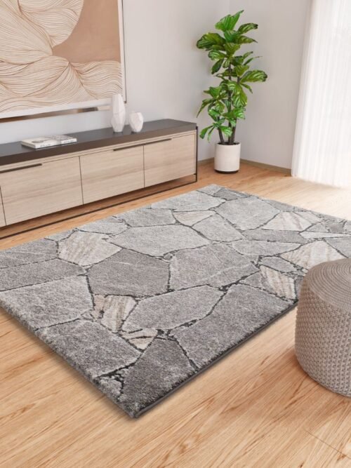 Alfombra Shaggy Efecto Mármol Kivet Gris 9055 14
