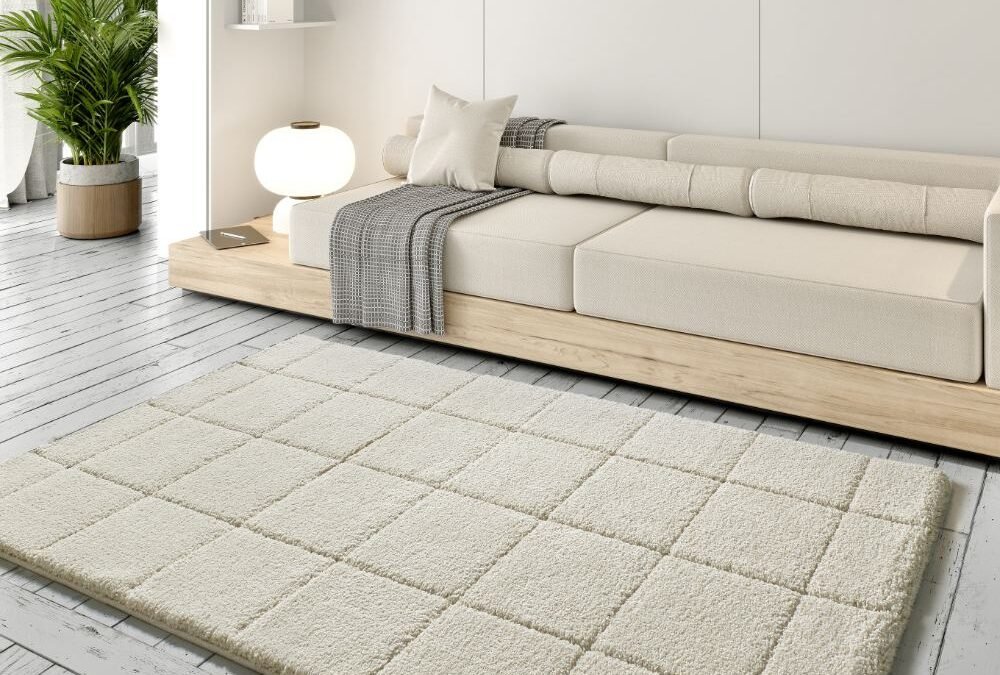 Alfombra Shaggy con relieve Molier Blanco 8787 04