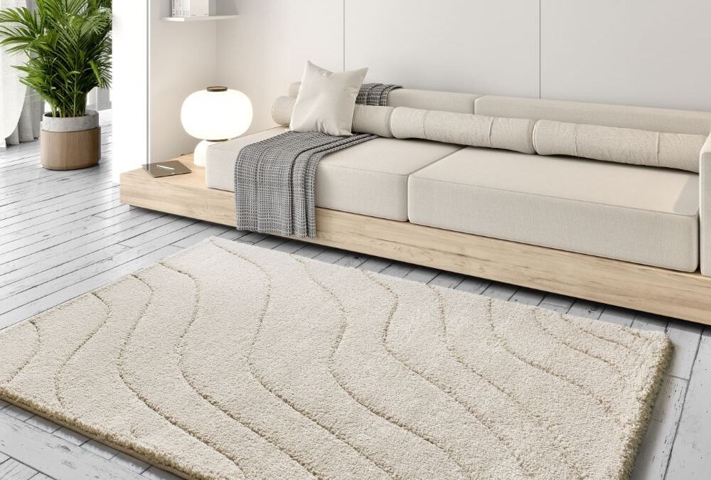 Alfombra Shaggy con relieve Molier Blanco 8789 04